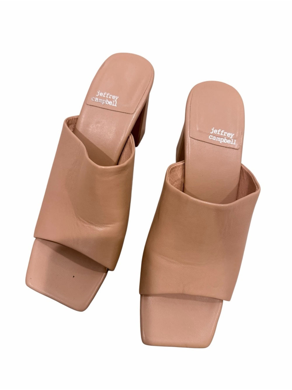 Jeffrey Campbell Blush Nude Leather Square-Toe Mules - Picture 2 of 5